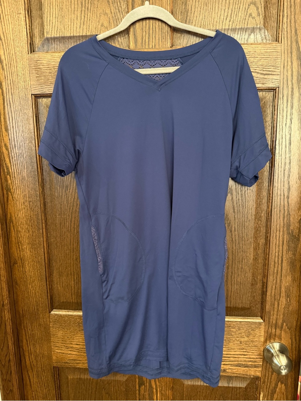 Soybu Navy Short Sleeve V-Neck Swim Coverup Shift Dress with pockets Medium